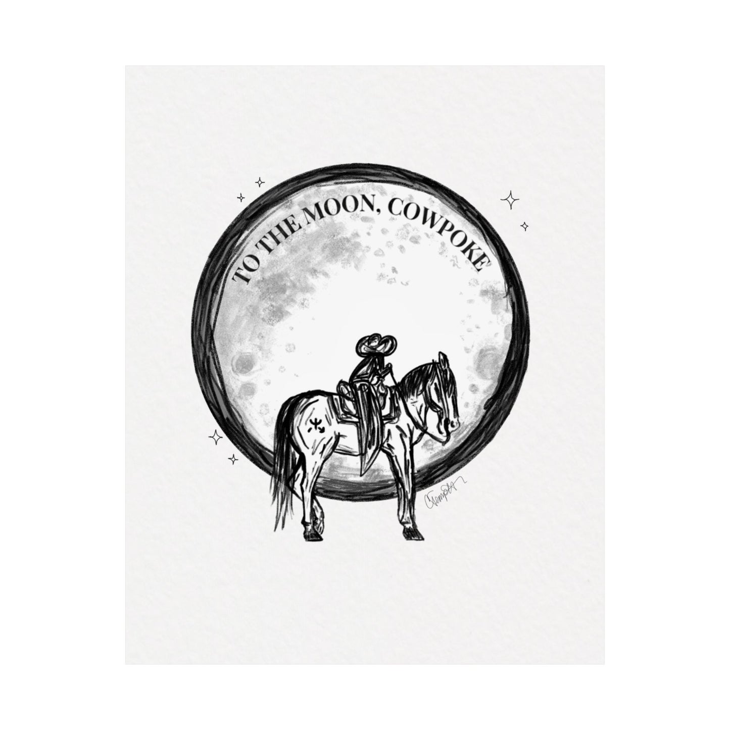 "To The Moon, Cowpoke" Illustration Print