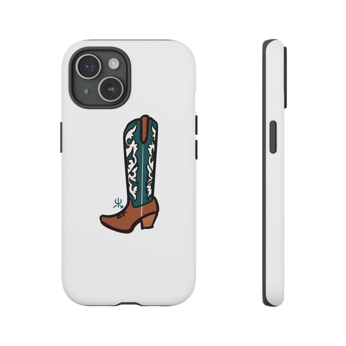 Turquoise Western Cowboy Boot Phone Case | Hand-drawn by Chase Templeton