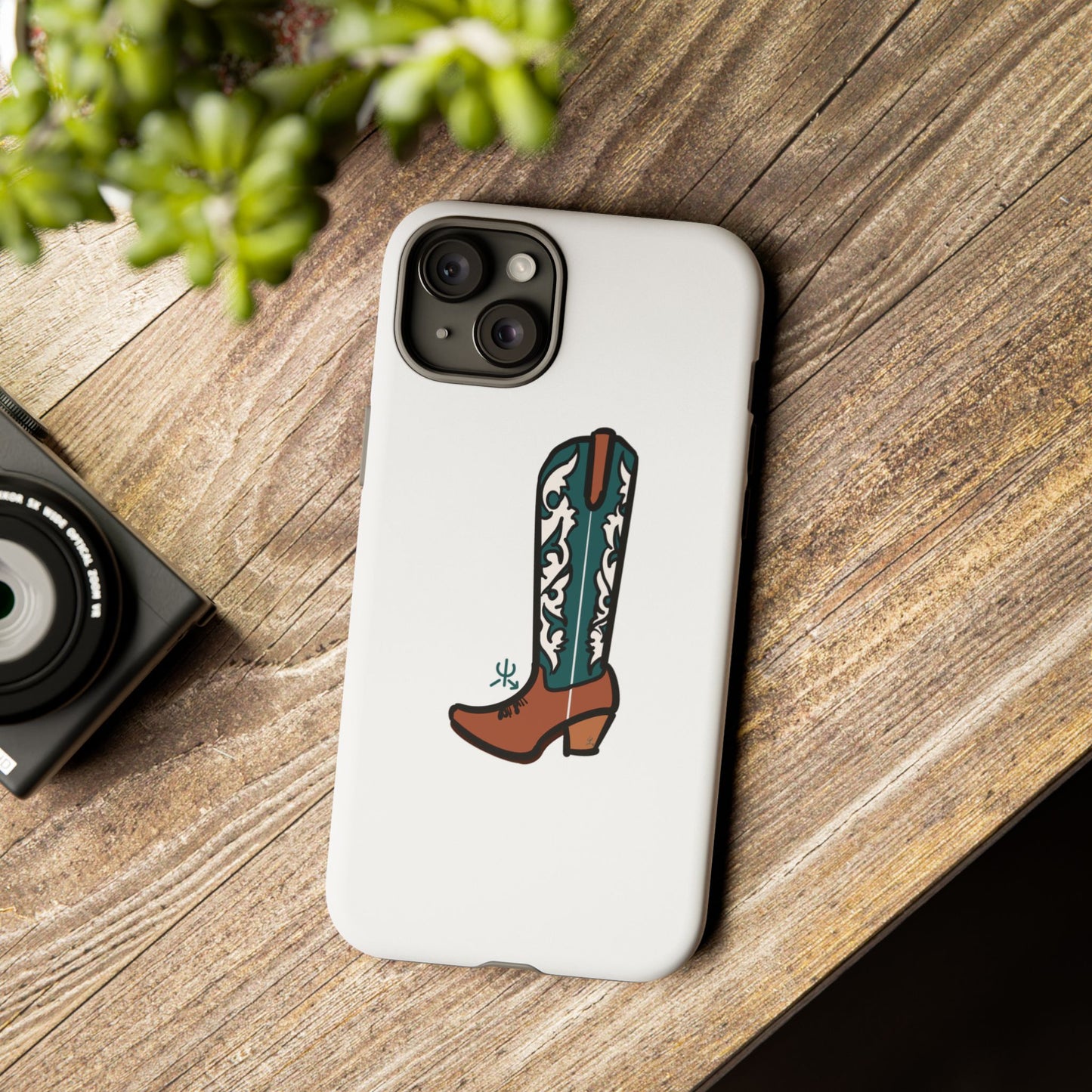 Turquoise Western Cowboy Boot Phone Case | Hand-drawn by Chase Templeton
