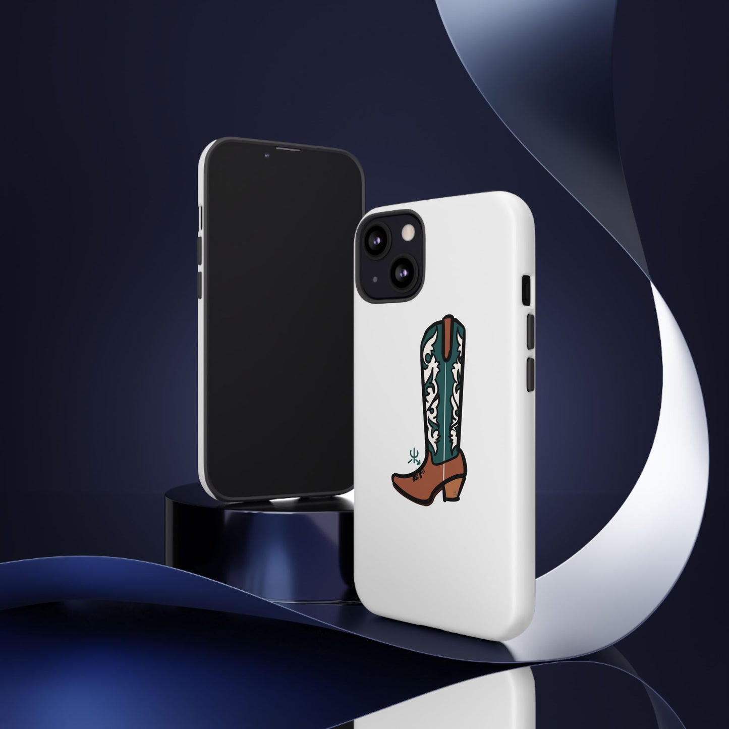Turquoise Western Cowboy Boot Phone Case | Hand-drawn by Chase Templeton