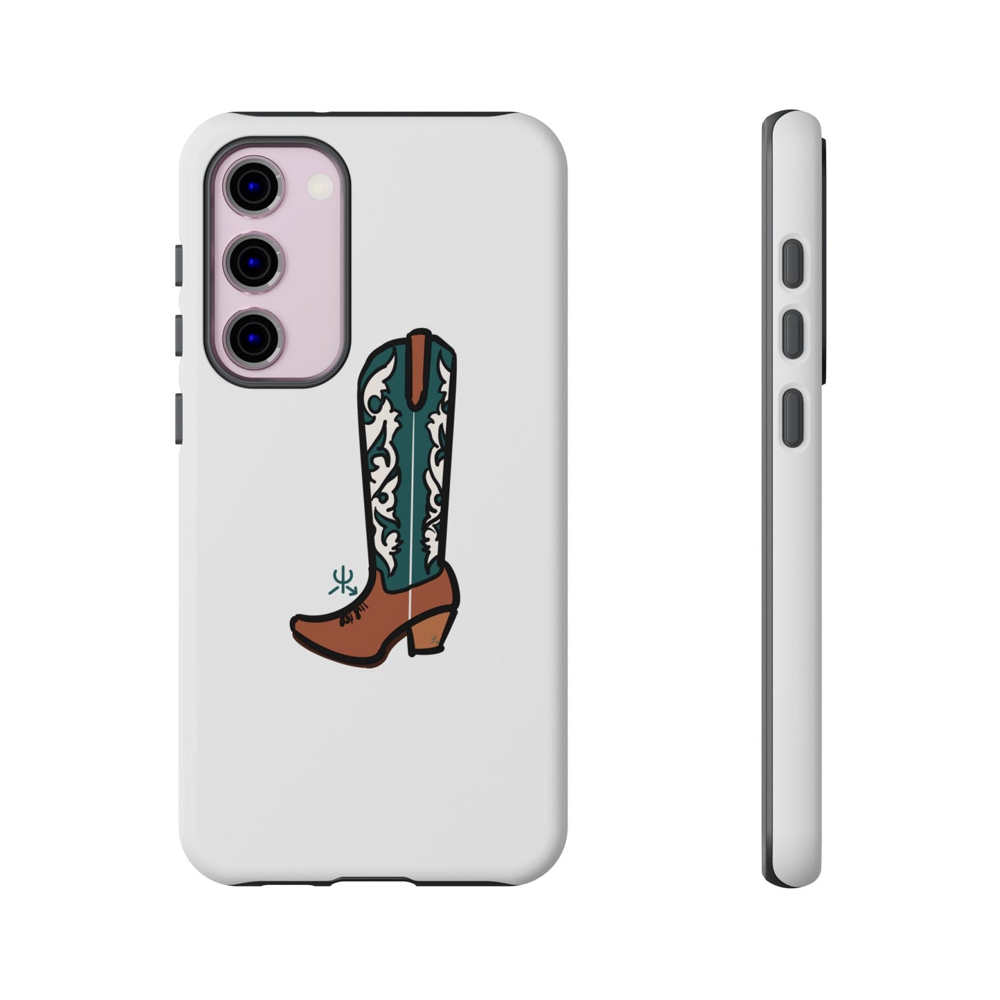 Turquoise Western Cowboy Boot Phone Case | Hand-drawn by Chase Templeton