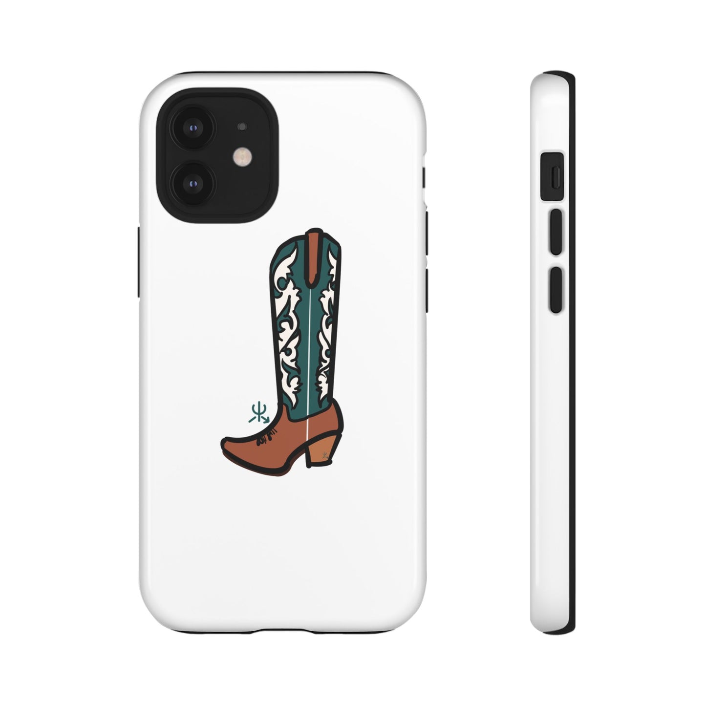 Turquoise Western Cowboy Boot Phone Case | Hand-drawn by Chase Templeton