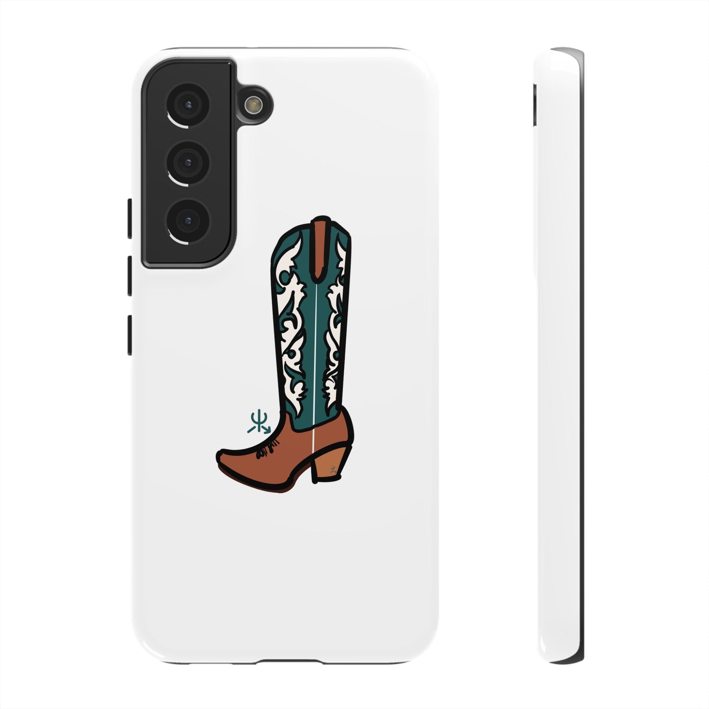 Turquoise Western Cowboy Boot Phone Case | Hand-drawn by Chase Templeton