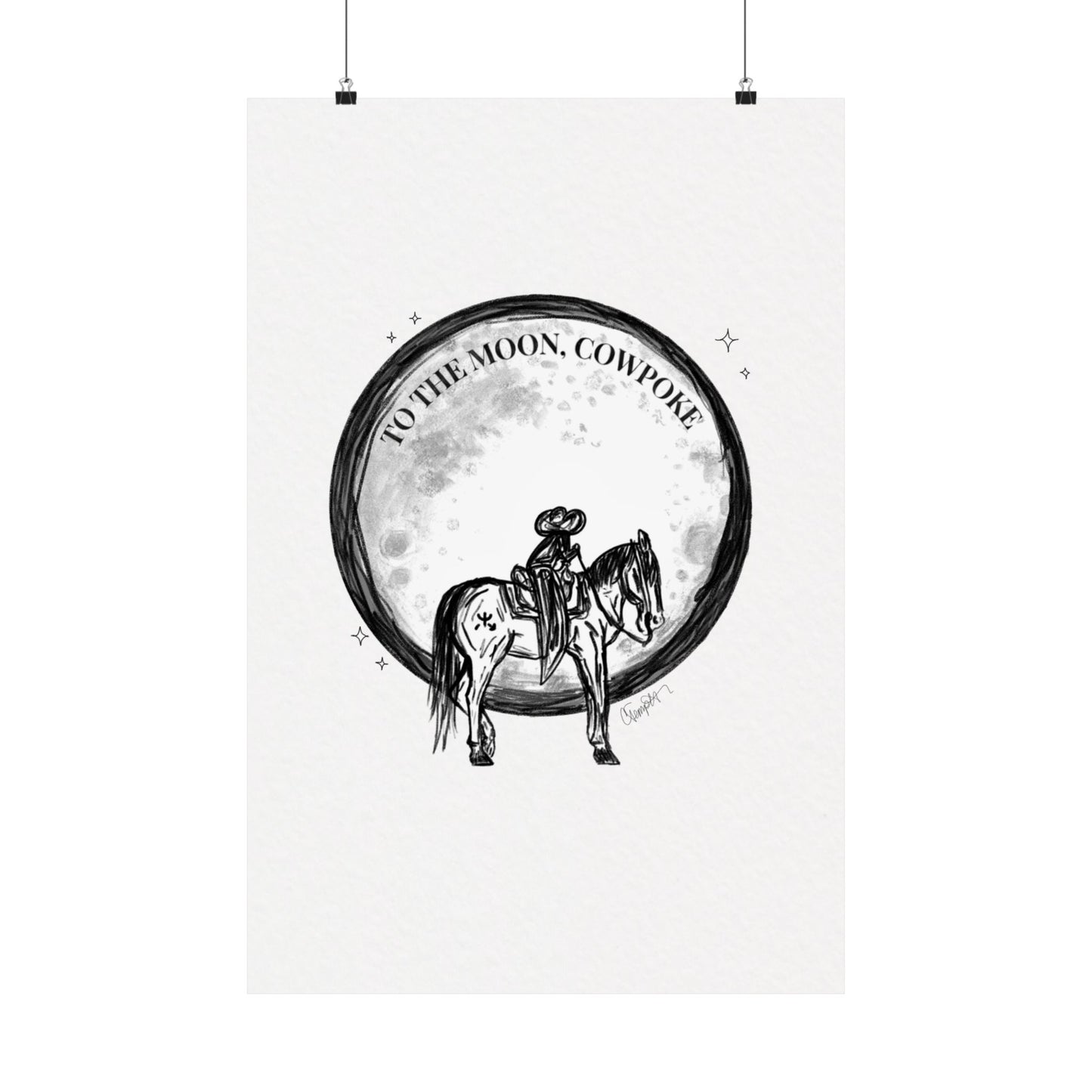 "To The Moon, Cowpoke" Illustration Print