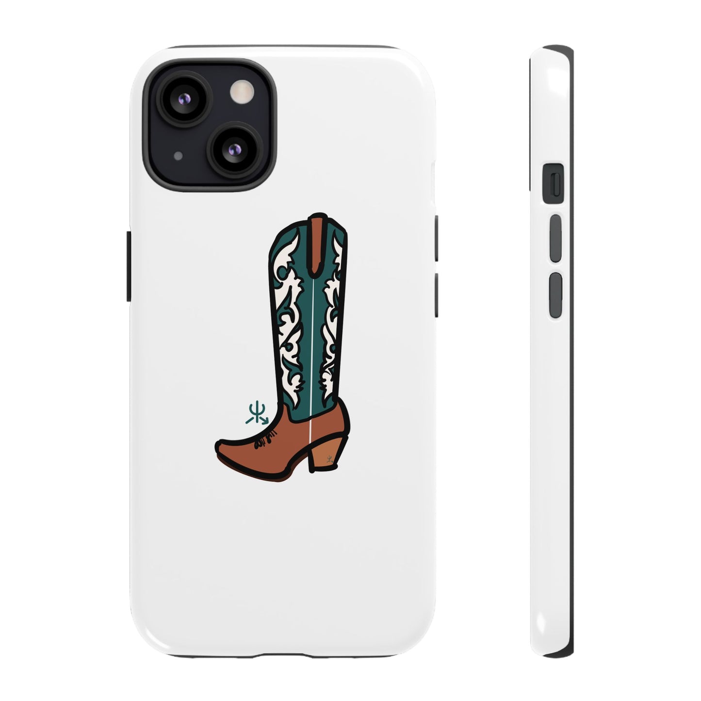 Turquoise Western Cowboy Boot Phone Case | Hand-drawn by Chase Templeton
