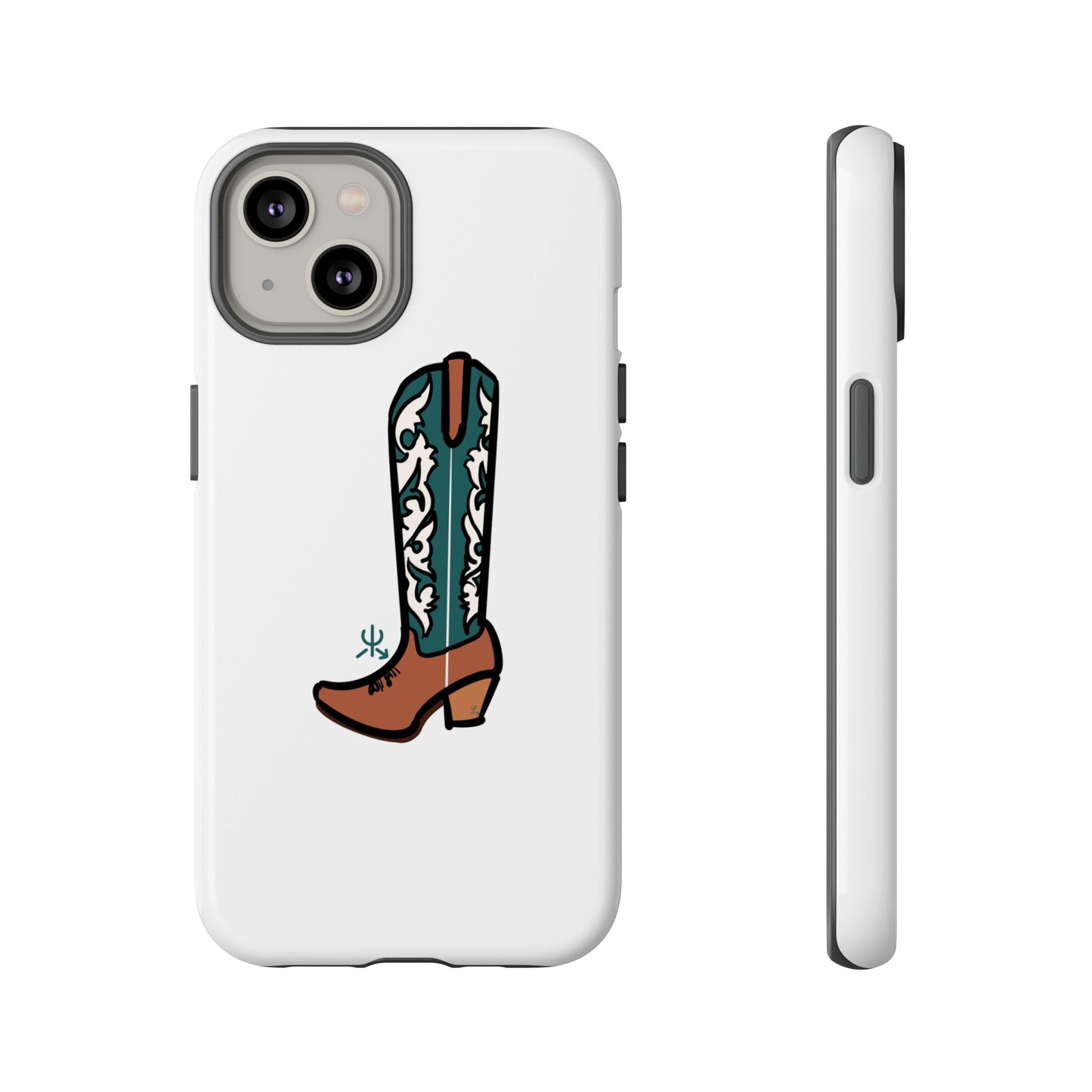 Turquoise Western Cowboy Boot Phone Case | Hand-drawn by Chase Templeton
