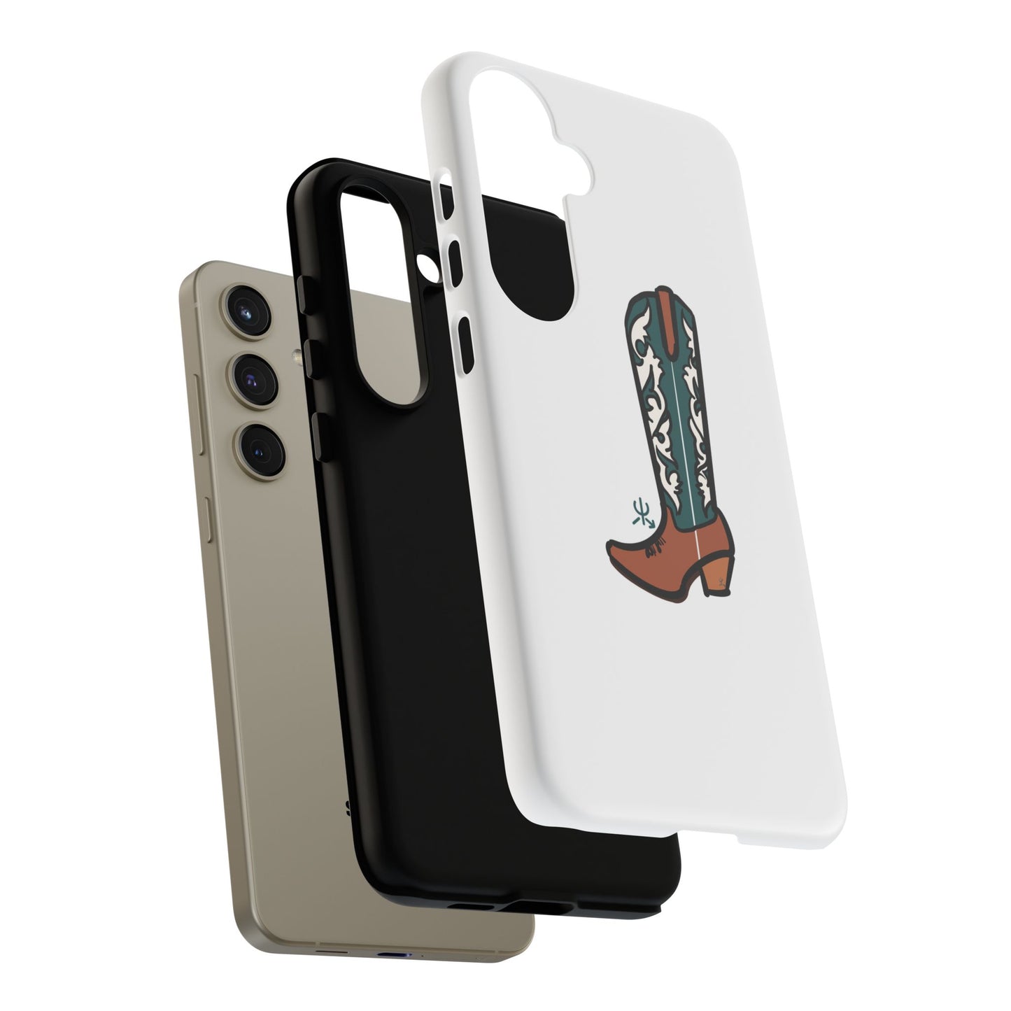 Turquoise Western Cowboy Boot Phone Case | Hand-drawn by Chase Templeton