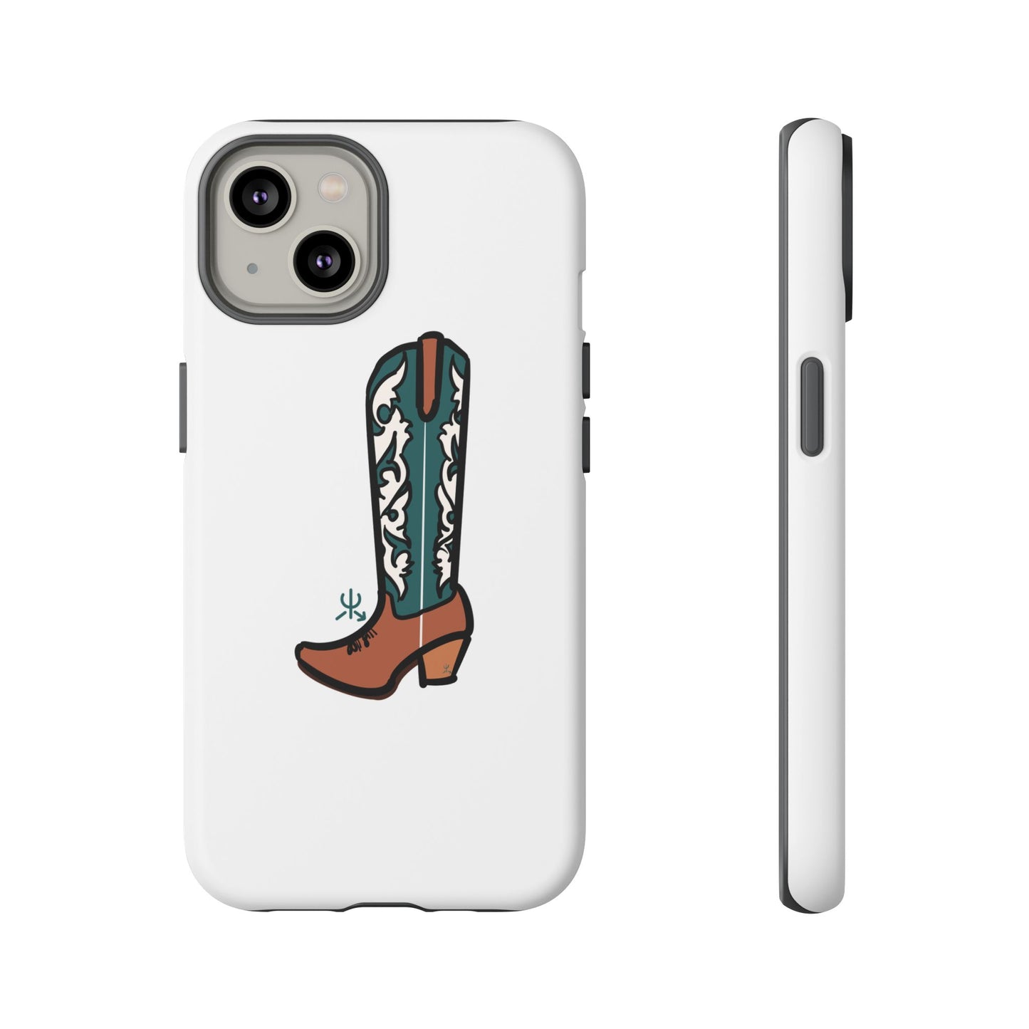 Turquoise Western Cowboy Boot Phone Case | Hand-drawn by Chase Templeton