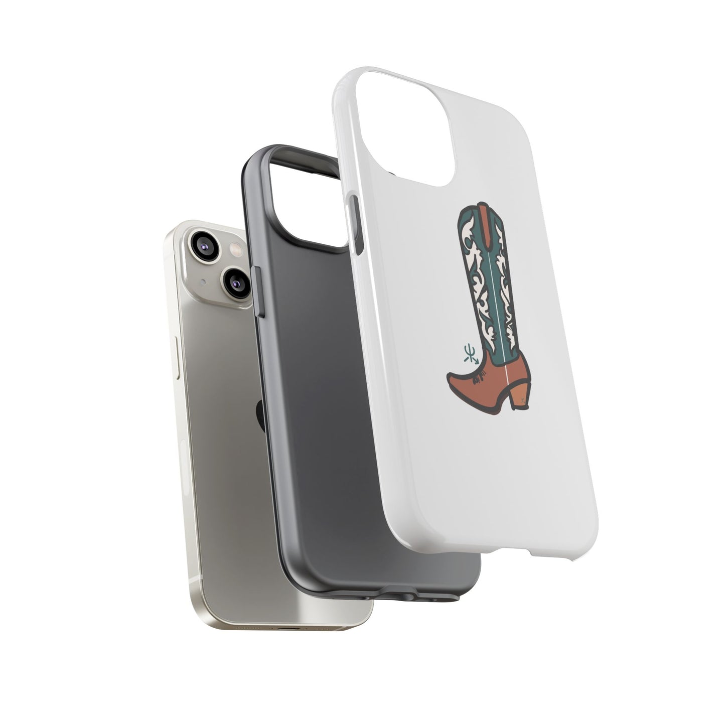 Turquoise Western Cowboy Boot Phone Case | Hand-drawn by Chase Templeton