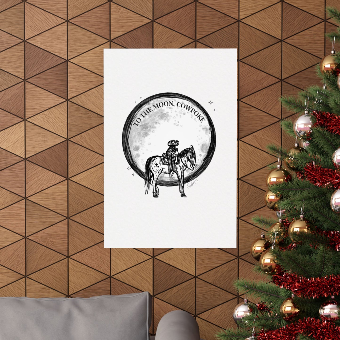 "To The Moon, Cowpoke" Illustration Print