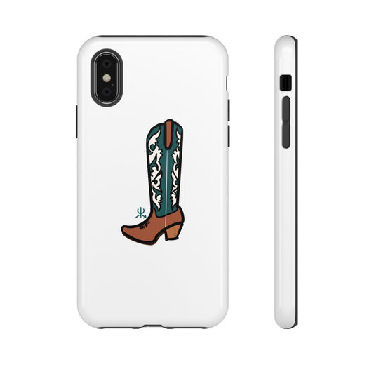 Turquoise Western Cowboy Boot Phone Case | Hand-drawn by Chase Templeton