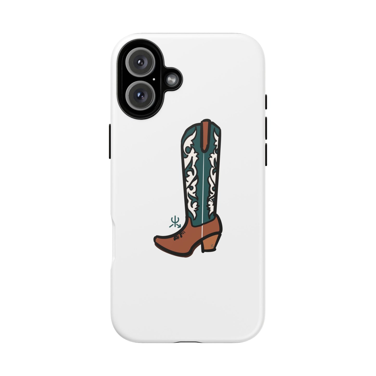 Turquoise Western Cowboy Boot Phone Case | Hand-drawn by Chase Templeton