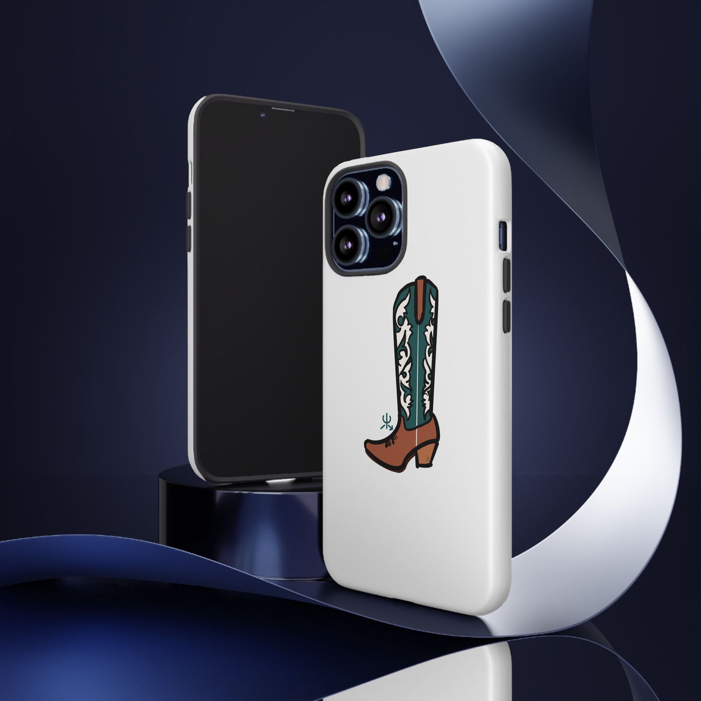 Turquoise Western Cowboy Boot Phone Case | Hand-drawn by Chase Templeton