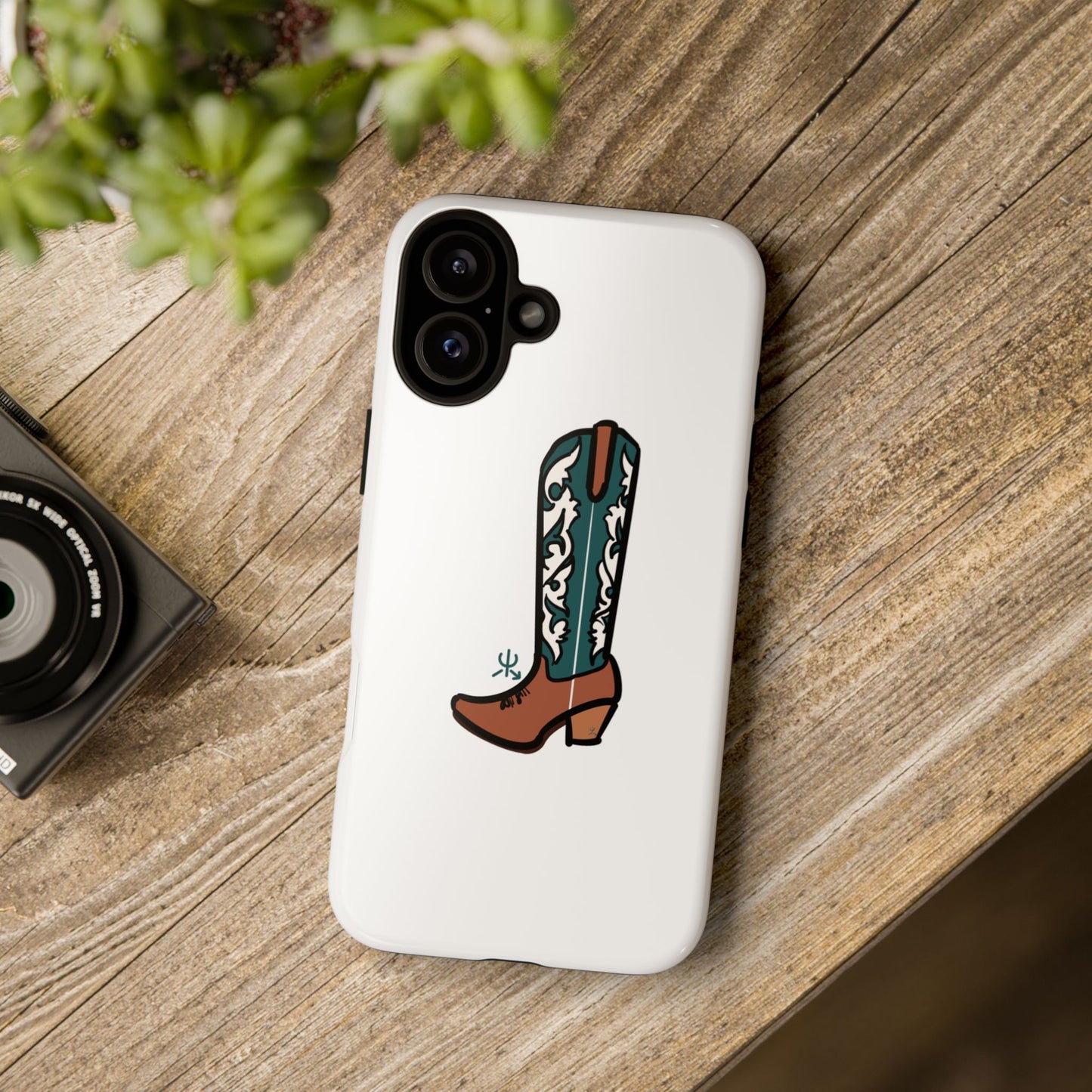 Turquoise Western Cowboy Boot Phone Case | Hand-drawn by Chase Templeton