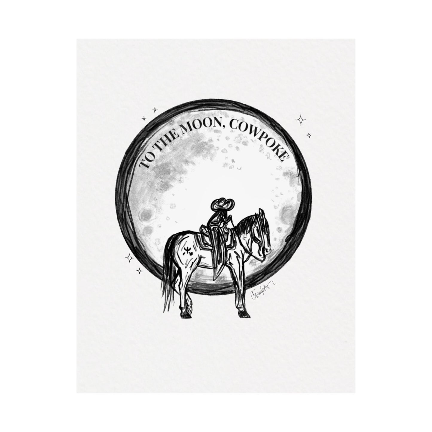 "To The Moon, Cowpoke" Illustration Print