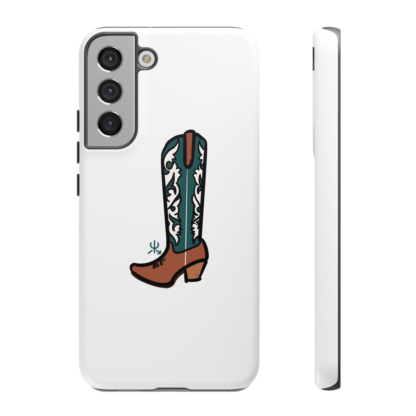 Turquoise Western Cowboy Boot Phone Case | Hand-drawn by Chase Templeton