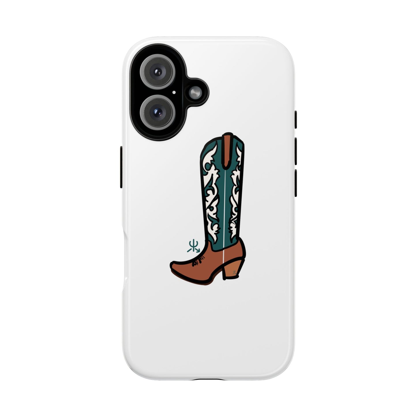Turquoise Western Cowboy Boot Phone Case | Hand-drawn by Chase Templeton