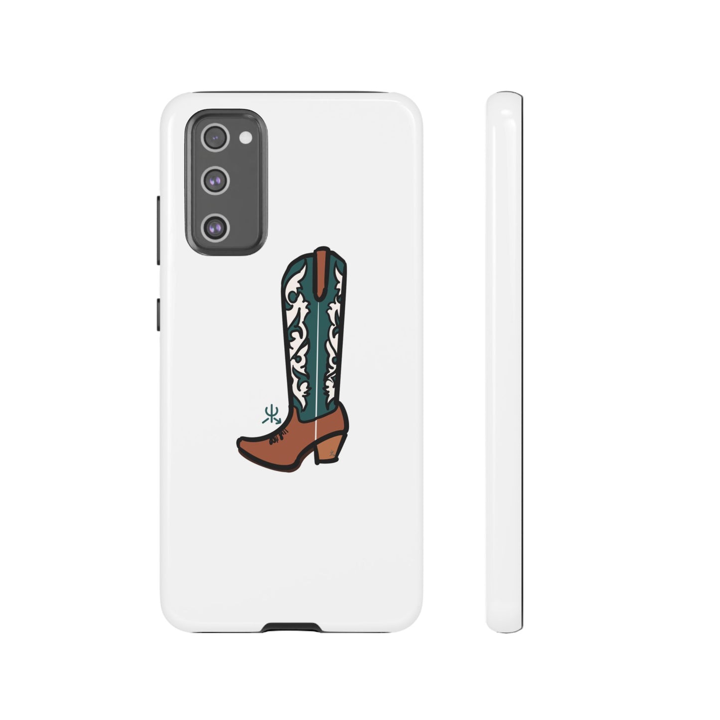 Turquoise Western Cowboy Boot Phone Case | Hand-drawn by Chase Templeton