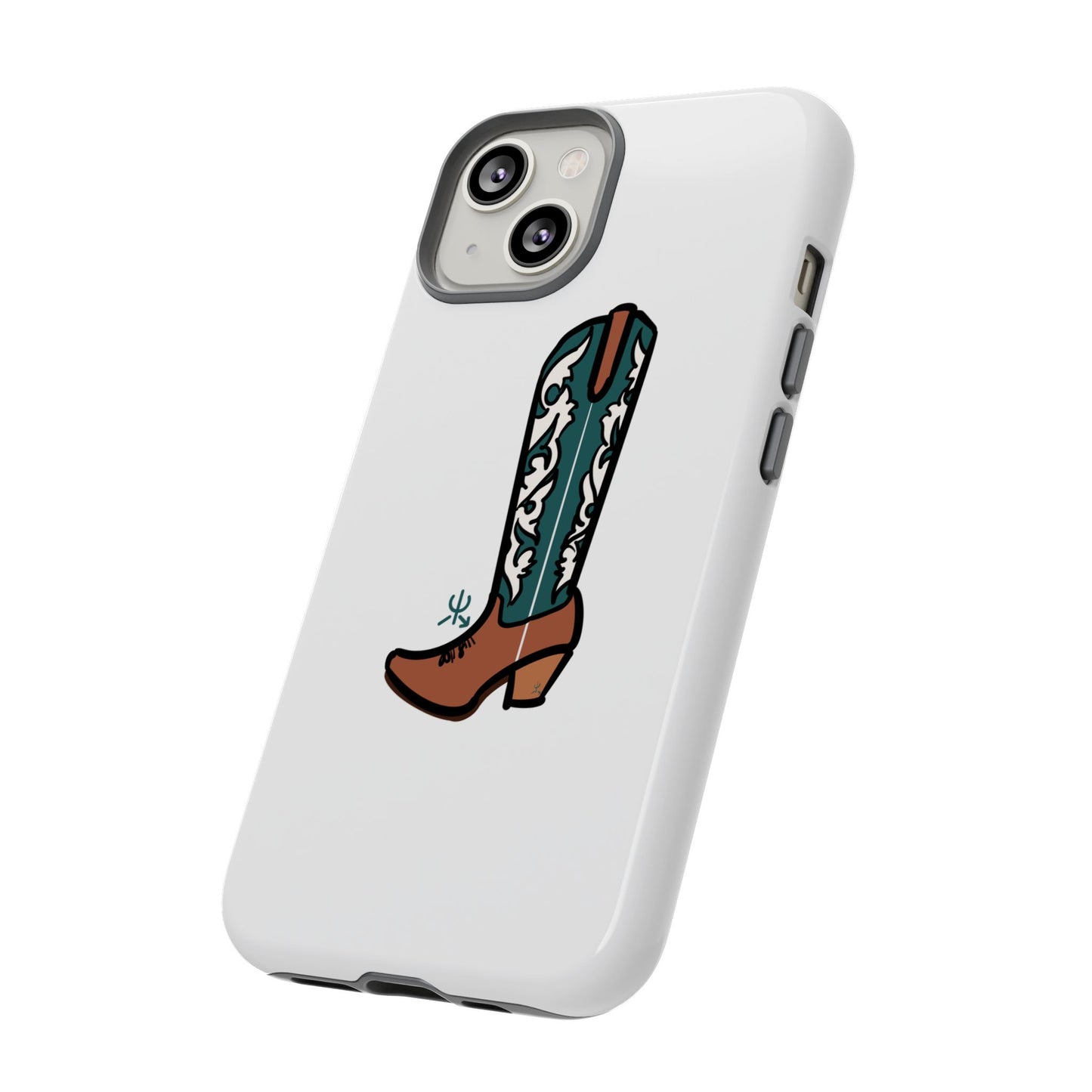 Turquoise Western Cowboy Boot Phone Case | Hand-drawn by Chase Templeton
