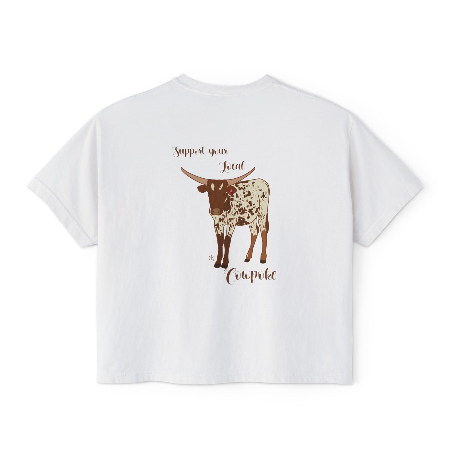 Support Your Local Cowpoke- Calligraphy Cropped Tee