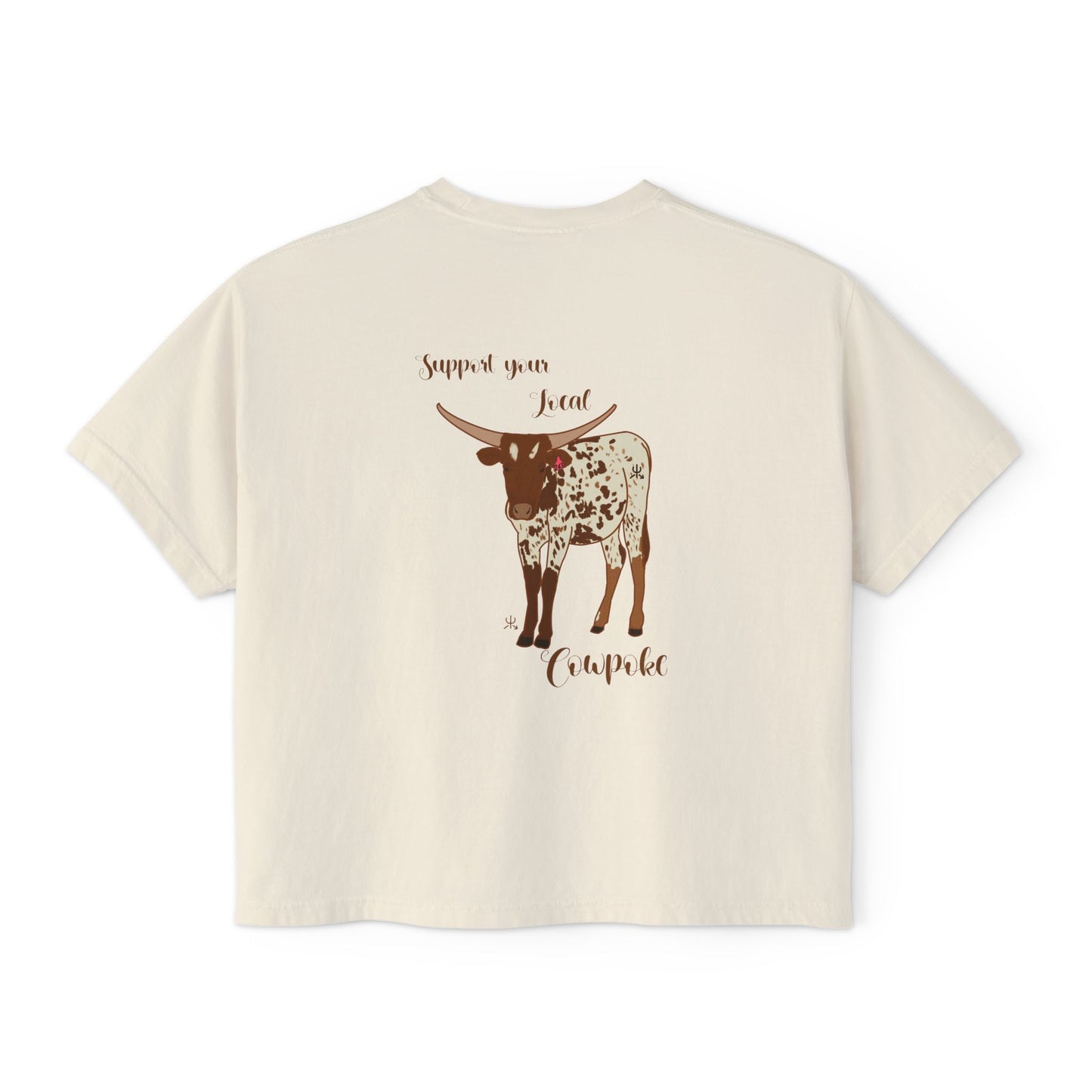 Support Your Local Cowpoke- Calligraphy Cropped Tee