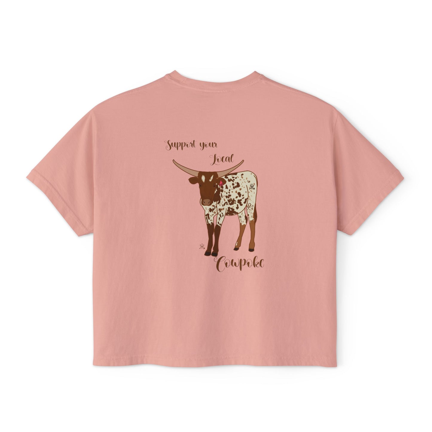 Support Your Local Cowpoke- Calligraphy Cropped Tee