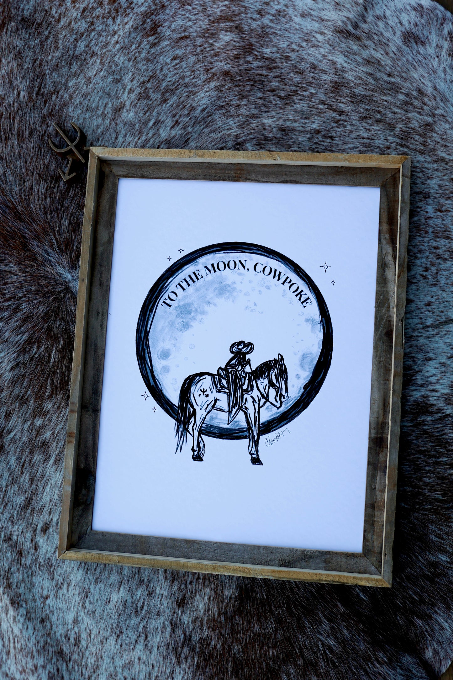 "To The Moon, Cowpoke" Illustration Print