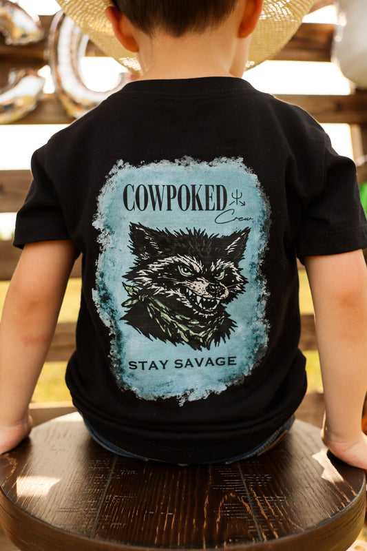 Cowpoked Crew "Stay Savage" Raccoon Kids Tee